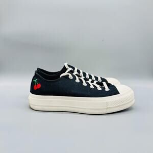 Converse Shoes Womens 8.5 Black Chuck Taylor All Star Platform Sneakers Cherry